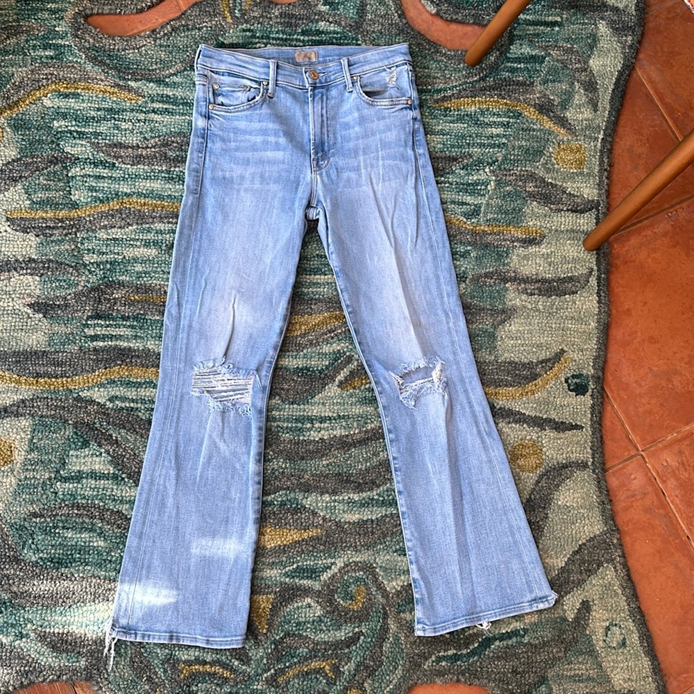 MOTHER Light Blue Ankle & Cropped Jeans
